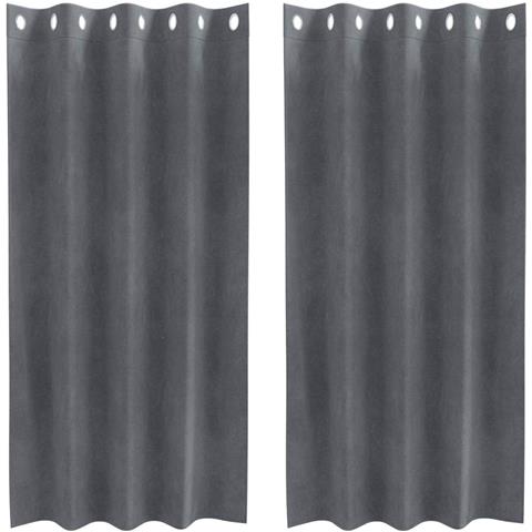 Tende con tende 2 pcs Grigio chiaro 140 x 175 cm Velluto - Foto 1