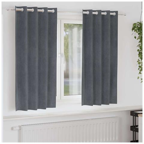 Tende con tende 2 pcs Grigio chiaro 140 x 175 cm Velluto - Foto 2