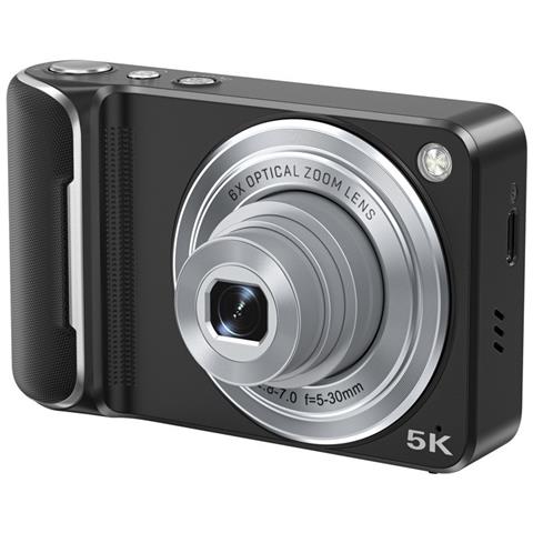 Fotocamera Digitale Con Zoom Ottico 6x - Mini Videocamera Hd Selfie A Doppia Lente Con Touchscreen Black - Foto 1