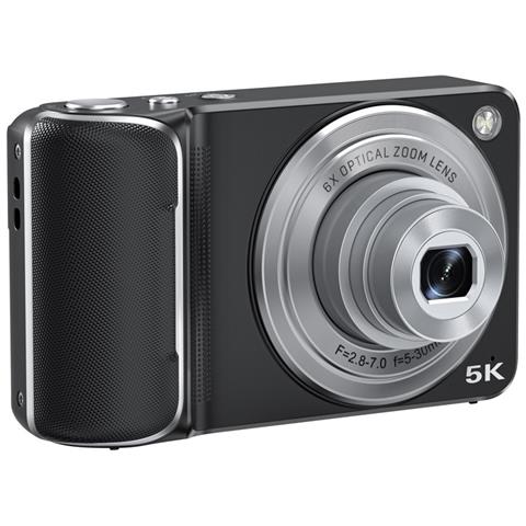 Fotocamera Digitale Con Zoom Ottico 6x - Mini Videocamera Hd Selfie A Doppia Lente Con Touchscreen Black - Foto 2