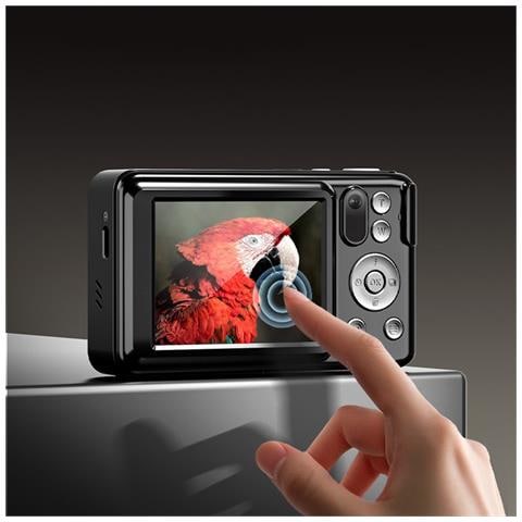 Fotocamera Digitale Con Zoom Ottico 6x - Mini Videocamera Hd Selfie A Doppia Lente Con Touchscreen Black - Foto 5