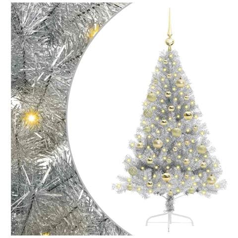 Albero di Natale artificiale con luci integrate Argento 120 cm - Foto 1