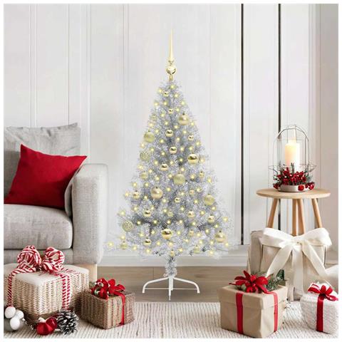 Albero di Natale artificiale con luci integrate Argento 120 cm - Foto 2