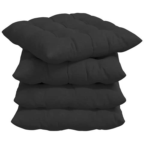 Cuscini per Seduta 4 pcs Nero 40 x 40 x 6 cm Microfibra - Foto 1