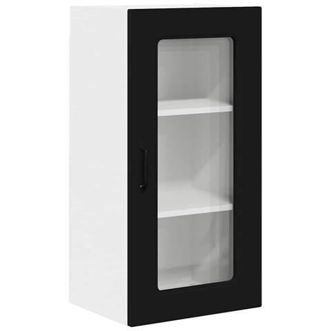 Pensile cucina con porta Nero 40 x 31 x 80 cm Legno multistrato - Foto 1
