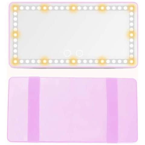 Specchio Per Trucco Auto Led Rosa - Alimentato Tramite Usb Per Visiera Parasole - Foto 1