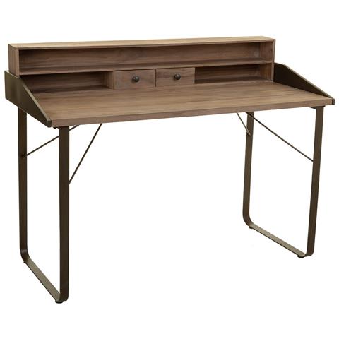 Scrivania In Legno E Metallo Marrone 130x60x95h Cm - Foto 1