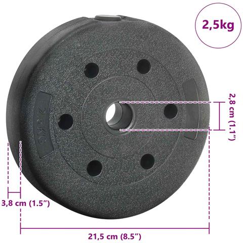 Dischi da Pesi 10 kg 4 pcs Nero Ø 21,5 x 3,8 cm - Foto 7