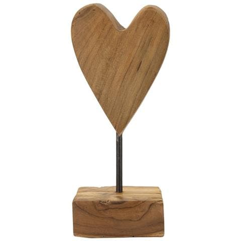Scultura Cuore Piccolo In Teak Riciclato Pezzo Unico - Foto 1