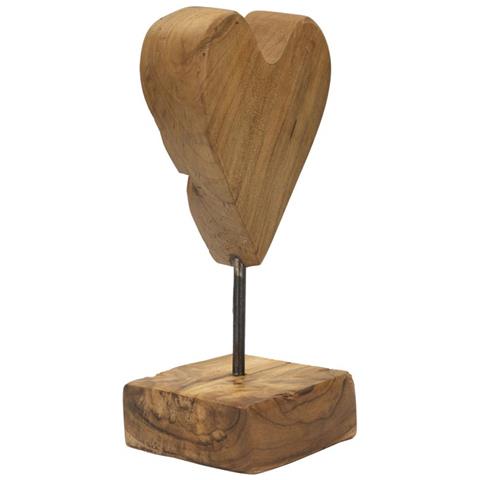 Scultura Cuore Piccolo In Teak Riciclato Pezzo Unico - Foto 2
