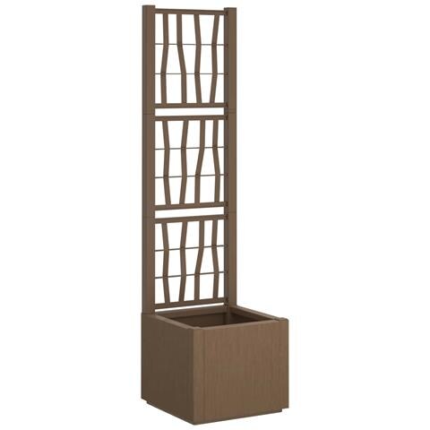 Vaso da Giardino con Trellis Marrone 36 x 36 x 140 cm PP - Foto 1