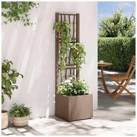 Vaso da Giardino con Trellis Marrone 36 x 36 x 140 cm PP - Foto 2