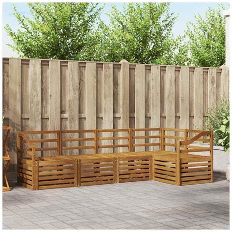 Set divani 5 pcs Naturale Legno di Acacia Massello - Foto 2