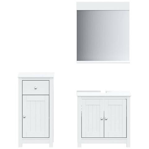 Set Mobili da Bagno 3 pz BERG Bianco in Legno Massello di Pino - Foto 1