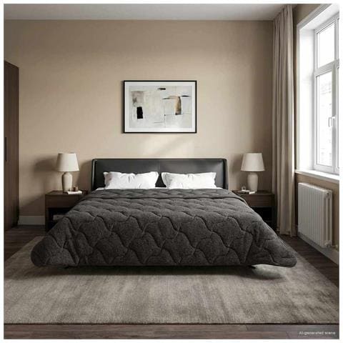 Duvet Estivo Antracite 220 x 240 cm Microfibra e Fleece Teddy - Foto 2