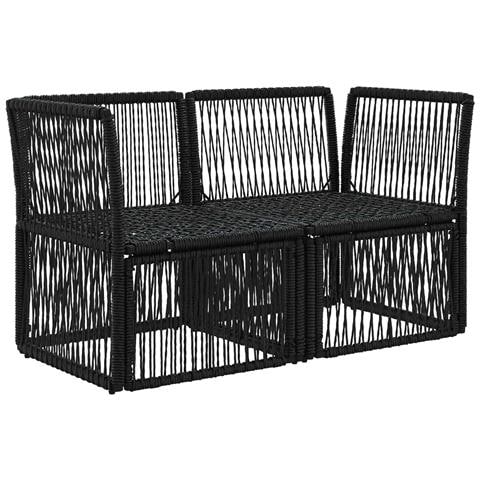 Divano da giardino 2-Numero di posti Nero polyrattan - Foto 2
