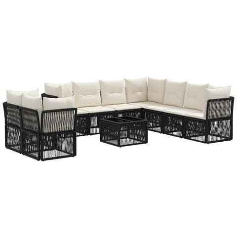 Set Divano da Giardino 10 pcs Nero polyrattan - Foto 1