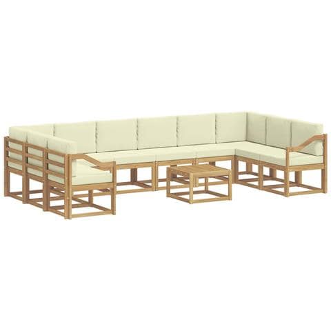 Set di divani da esterno con cuscino 11 pcs Bianco e Crema - Foto 1