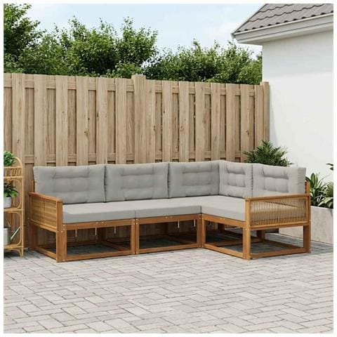 Set di divani da esterno 4 pcs Naturale e Grigio chiaro - Foto 2