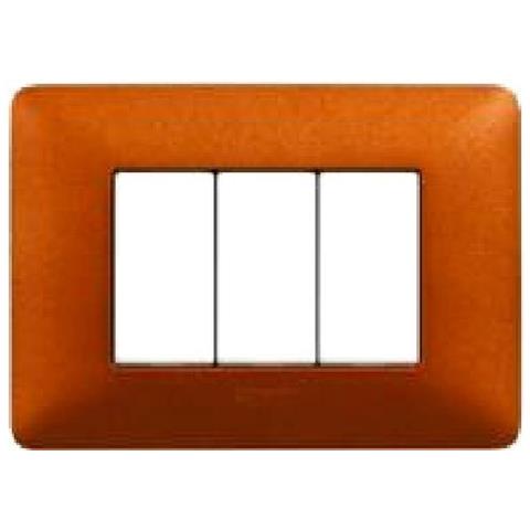 Placca 3 Posti Matix, Tecnopolimero, 120xh. 84 Mm Rosso Terra - Foto 2