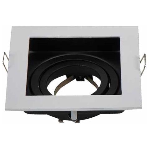 Porta Faretti Led Gu10 Incasso Orientabile Quadrato Alluminio Bianco Vt-781sq 3597 - Foto 2