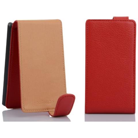 Custodia Compatibile Con Motorola Moto E In Rosso Cremisi - Coperchio Protettivo In Design Flip Realizzato In Similpelle Testurizzata - Foto 2