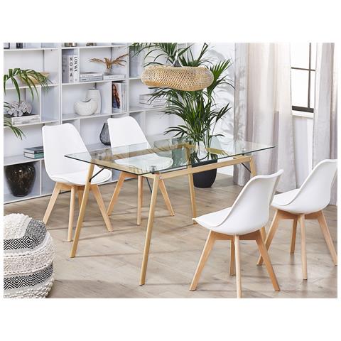 Tavolo Da Pranzo Con Piano In Vetro 140 X 80 Cm Kamina - Foto 14