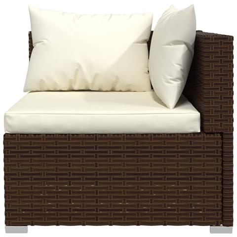 Set Divani Da Giardino 4 Pz Con Cuscini In Polyrattan Marrone - Foto 8