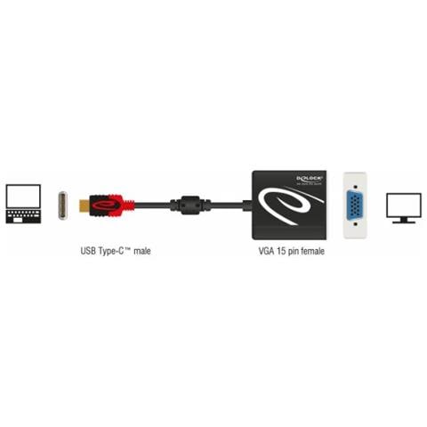 62994 Cavo E Adattatore Video 0,2 M Usb Tipo-c Vga (d-sub) Nero - Foto 2