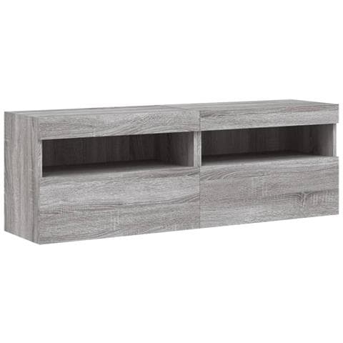 Mobili Tv A Parete Con Luci Led 2pz Grigio Sonoma 60x30x40 Cm - Foto 3