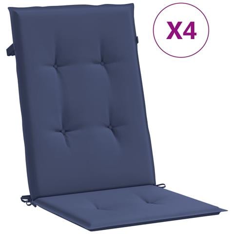 Cuscini Sedia Con Schienale Alto 4 Pz Blu Marino Tessuto - Foto 2
