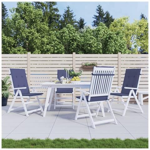 Cuscini Sedia Con Schienale Alto 4 Pz Blu Marino Tessuto - Foto 1