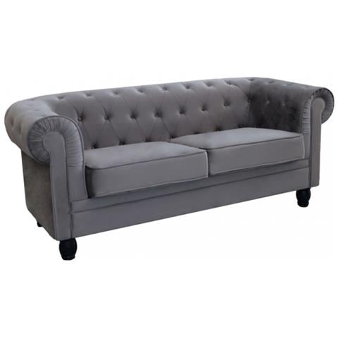 Divano 3 Posti Chesterfield In Velluto Taupe - Foto 1