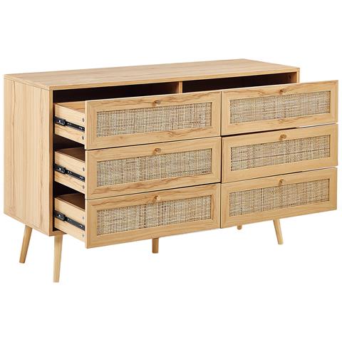 Cassettiera Rattan 6 Cassetti Marrone Chiaro Perote - Foto 2