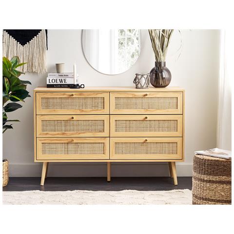 Cassettiera Rattan 6 Cassetti Marrone Chiaro Perote - Foto 1