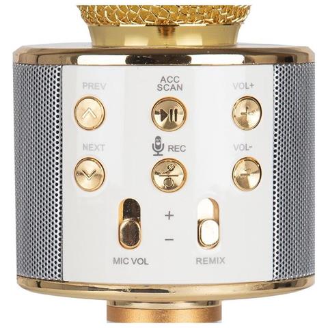 Microfono Karaoke Ws-858 Con Altoparlanti Aux E Micro Sd Oro - Foto 5