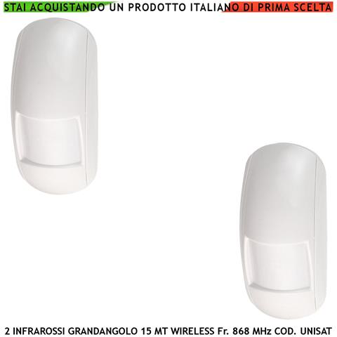 Rileva Presenza Ladri Sensore Infrarosso Grandangolo 15 Metri 2 Pezzi Antifurto Radio Bidirezionale Codifica Unisat2 A - Foto 1