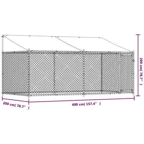 Gabbia Cani con Tetto e Porta Grigia 4x2x2 m in Acciaio Zincato - Foto 8