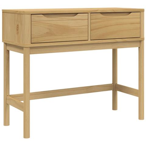 Tavolo Consolle Floro 89,5x36,5x73 Cm Marrone Cera Legno Pino - Foto 2