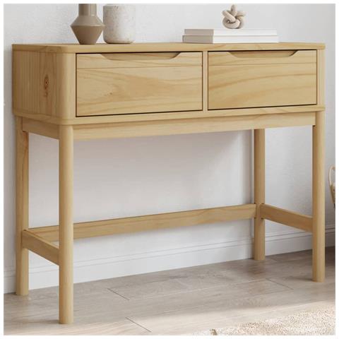 Tavolo Consolle Floro 89,5x36,5x73 Cm Marrone Cera Legno Pino - Foto 1