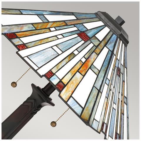 Lampada Da Scrivania Tiffany Maybeck Acciaio Bronzo Valiant 2 Luci E27 - Foto 4