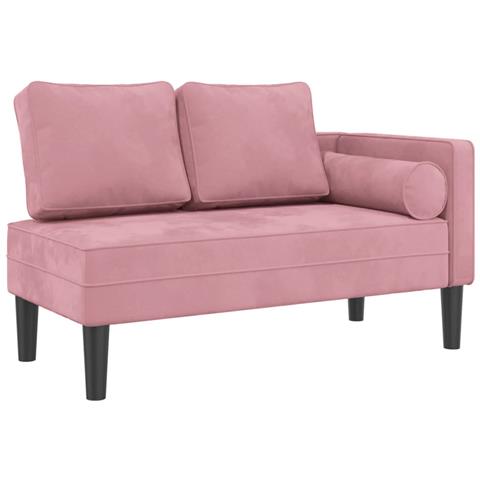Chaise Lounge Con Cuscini Rosa In Velluto - Foto 2
