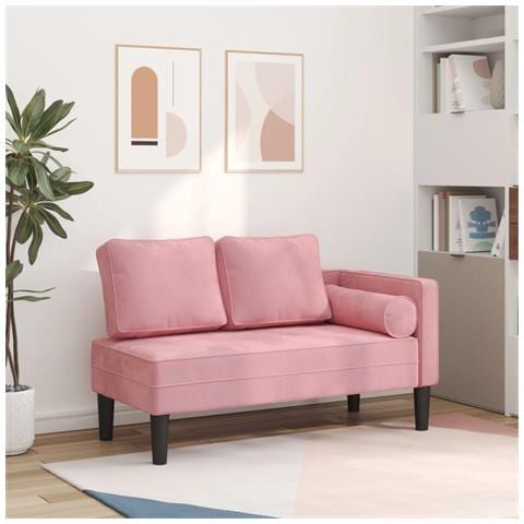 Chaise Lounge Con Cuscini Rosa In Velluto - Foto 1