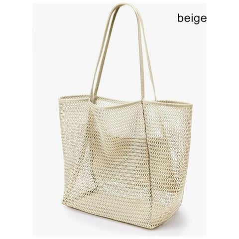 Borsa Da Spiaggia Pieghevole, Borsa A Rete Da Donna Beige - Foto 2