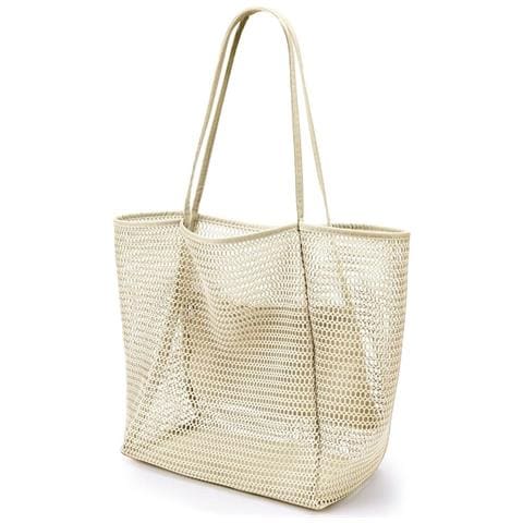 Borsa Da Spiaggia Pieghevole, Borsa A Rete Da Donna Beige - Foto 4