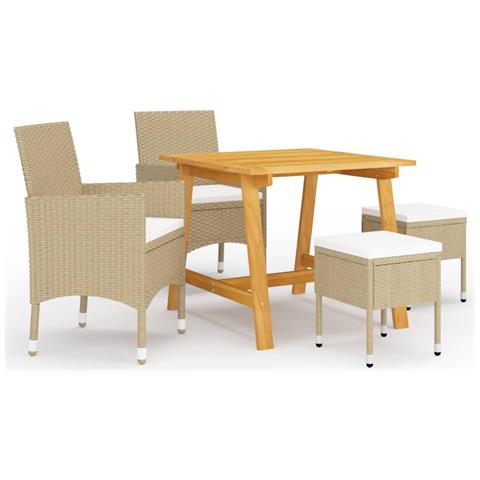 Set Mobili Da Pranzo Per Giardino 5 Pz Beige - Foto 1
