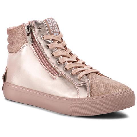 Scarpe Sportive Alte Da Donna In Pelle Rosa Con Cerniera 38 - Foto 2