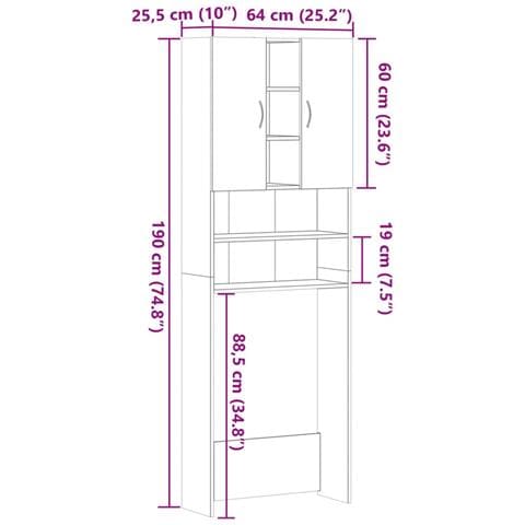 Mobile per Lavatrice Grigio Sonoma 64x25,5x190 cm - Foto 10