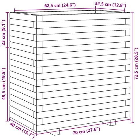 Fioriera da Giardino Bianca 70x40x72,5cm Legno Massello di Pino - Foto 10