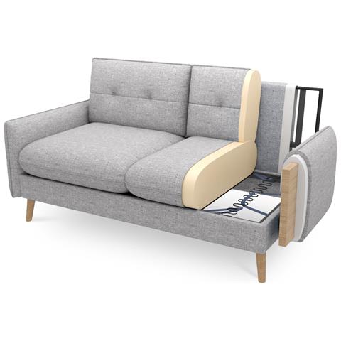 Divano Scandinavo A 2 Posti Chloé Tessuto Grigio Chiaro - Foto 2